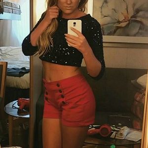 High-waisted button up shorts from Express