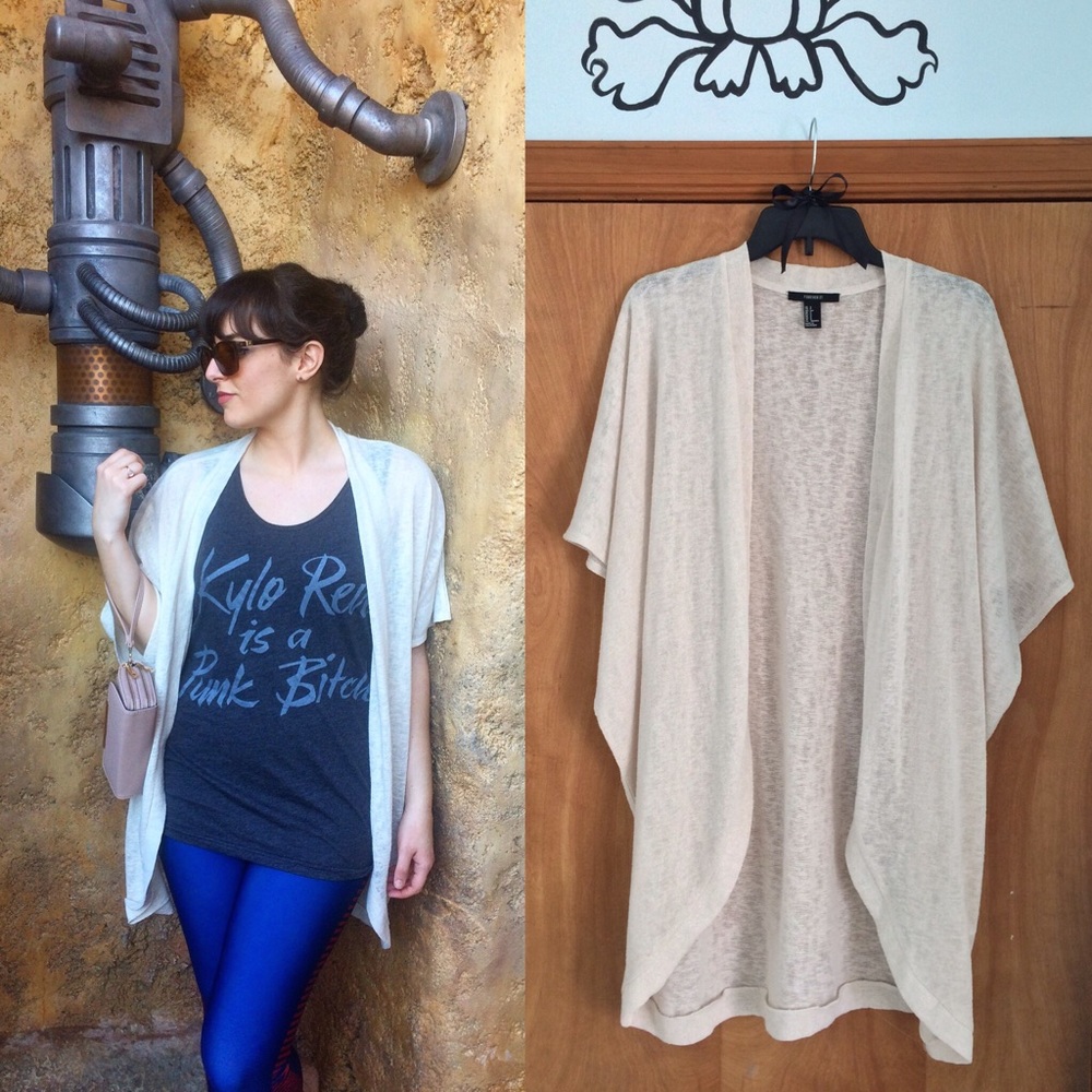 Forever 21 Dolman Sleeve Cocoon Cardigan Tan