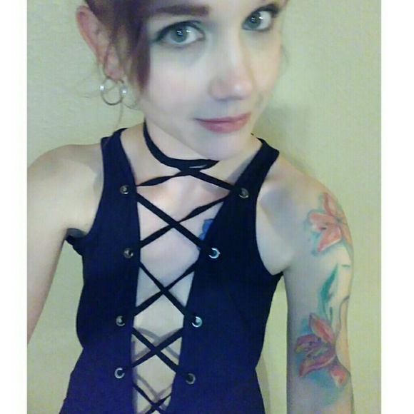 Black Lace Up Body Suit - Picture 5 of 7