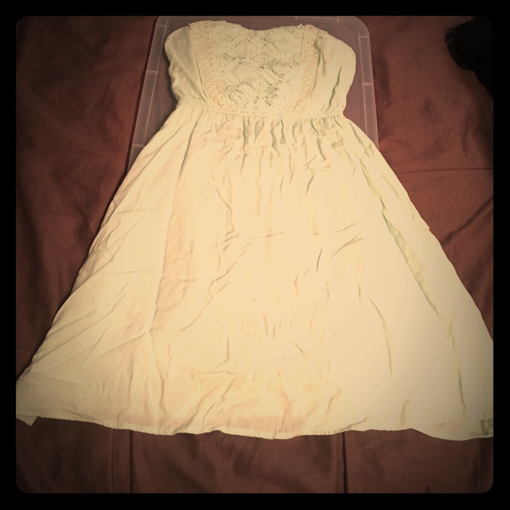 Mint green summer strapless dress