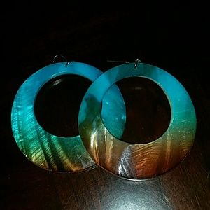 Body Central blue and brown dangle hoop earrings
