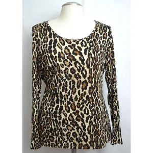Apt 9 Leopard Print Long Sleeve Top XL
