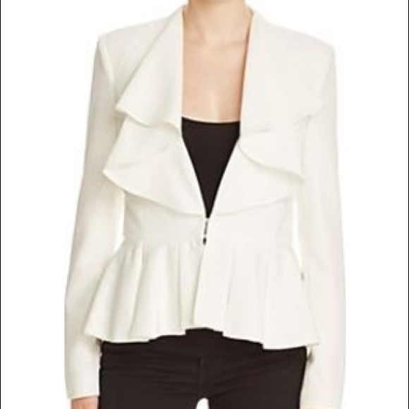 Bardot White Ruffle Peplum Jacket - Picture 2 of 6