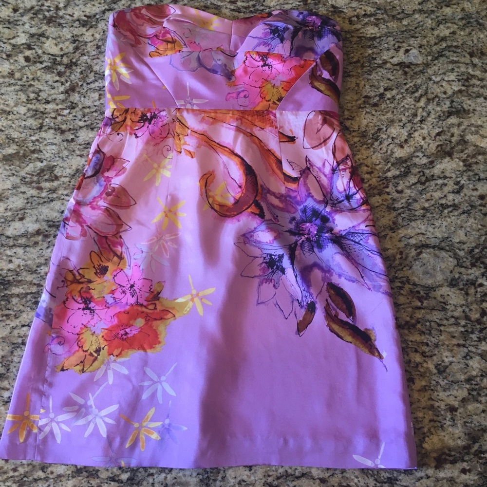 Ali Ro Strapless Floral Dress
