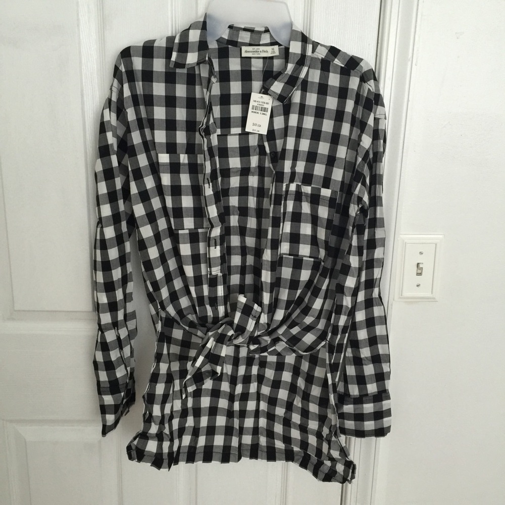 Brand new white and black gingham shirt.