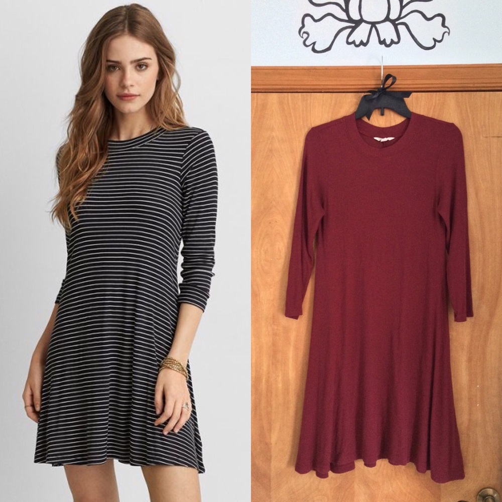 American Eagle Wine Red Long Sleeve Dress