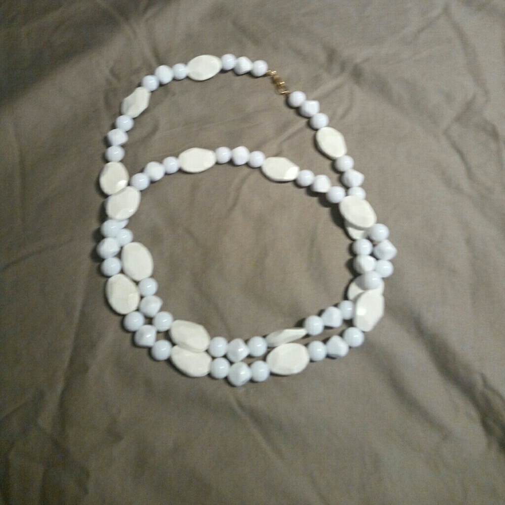 Chunky white beaded necklace