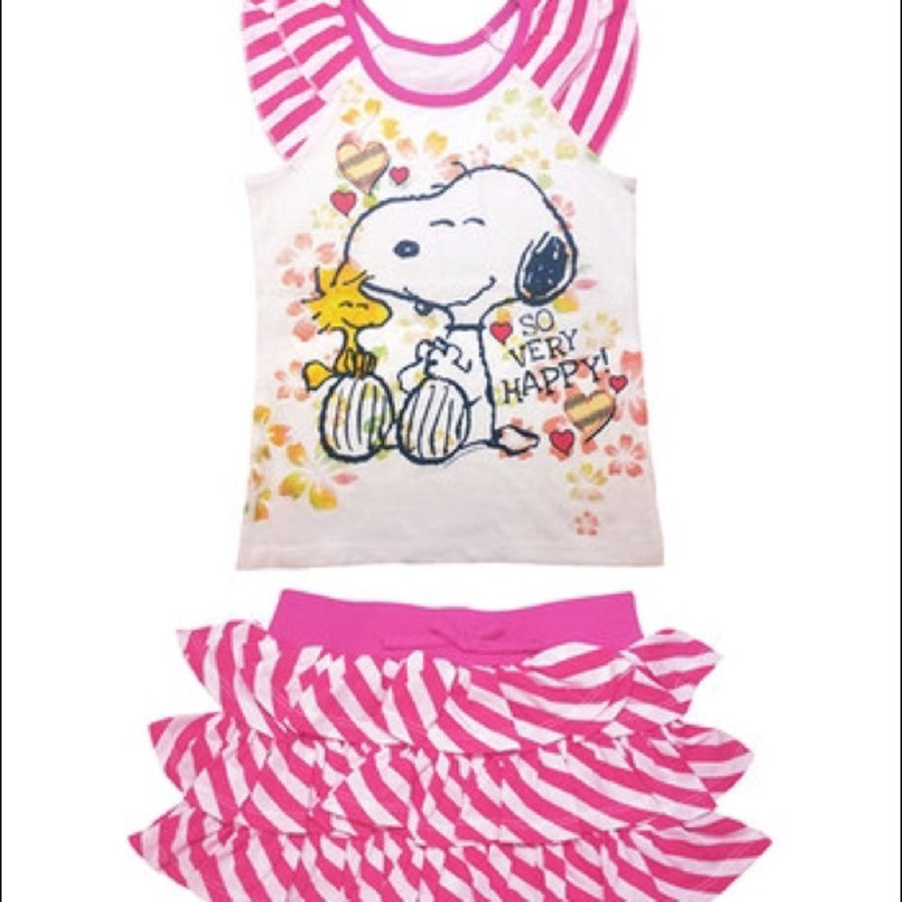 3 White & Pink Snoopy Tee & Skirt - Toddle 3 pack