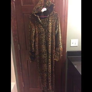 Leopard print footie pajamas