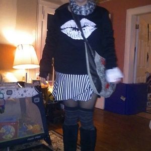 Brand New White & Red Lip Off the Shoulder Top