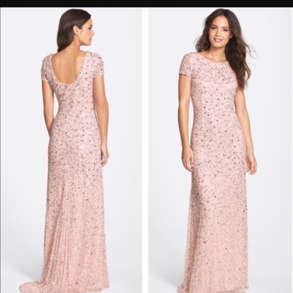 Adrianna Papell Blush Sequin Gown