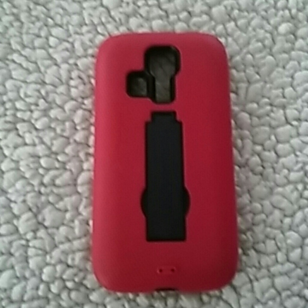 Red and black LG K10 phone case with kickstand