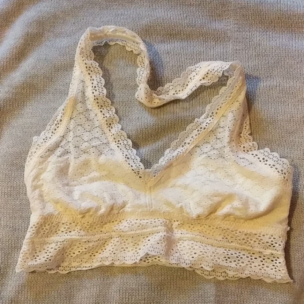 Crochet Lace Halter Bralette from Aerie