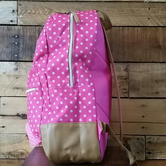 Pink polka dot backpack - Picture 3 of 5