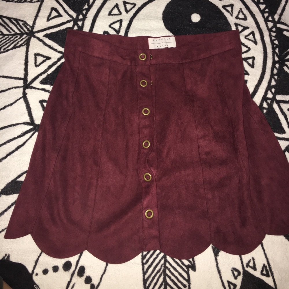 Garnet suede mini skirt, high waisted