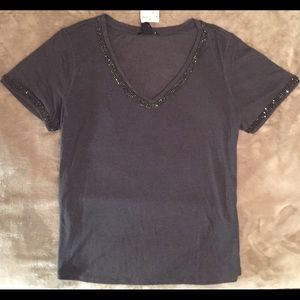 H&M Dark Gray Beaded T-Shirt