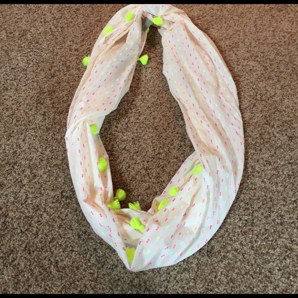 J. Crew Infinity Scarf- neon yellow tassels