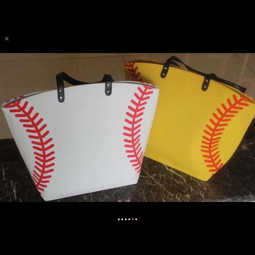 One only! Baseball or softball stitch canvas tote.