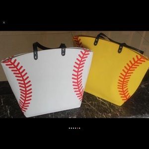 One only! Baseball or softball stitch canvas tote.