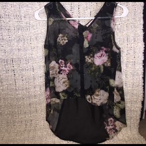 High-low floral print blouse