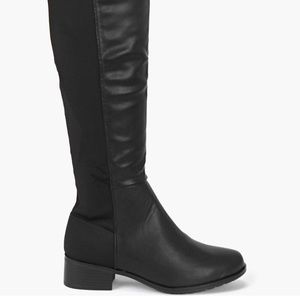 Over the knee black heeled boots