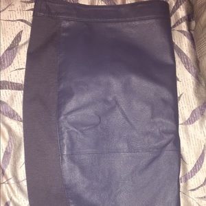 Grey Genuine Leather pencil skirt