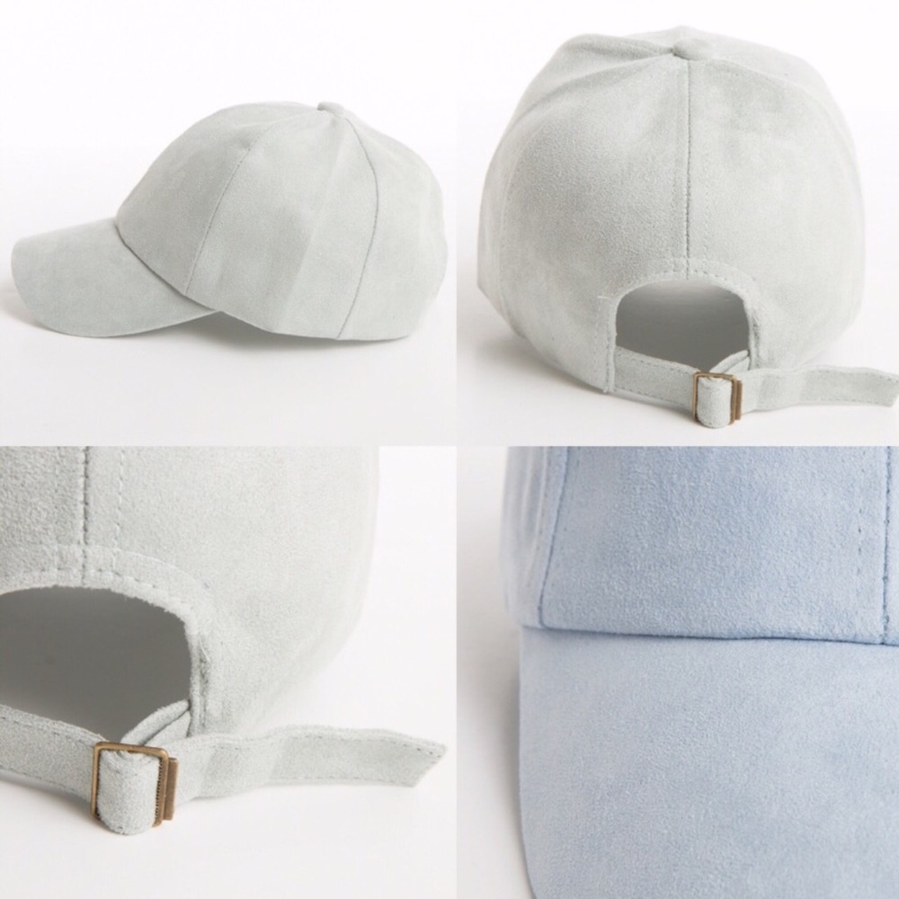 Faux Suede Baseball Cap-Blue - Picture 3 of 5