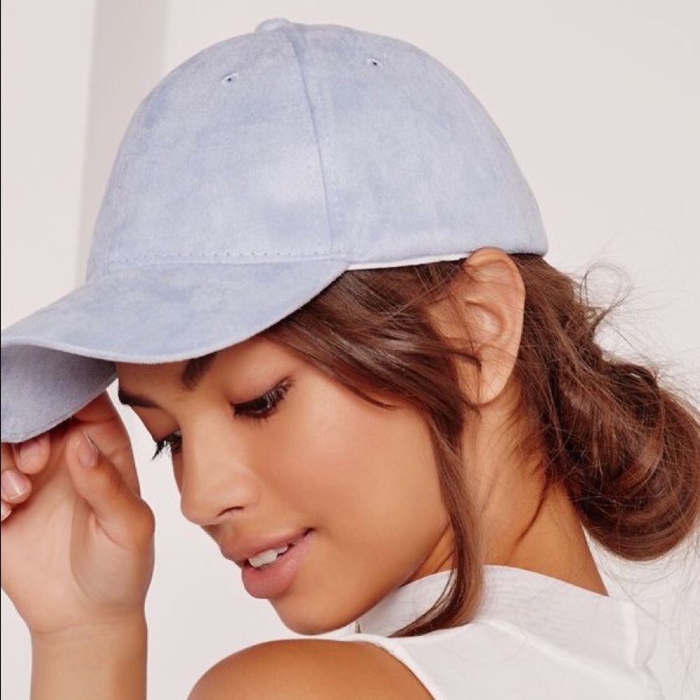 Faux Suede Baseball Cap-Blue - Picture 1 of 5