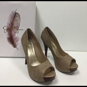 Jessica Simpson Snake Print Open Toe Heel Shoes