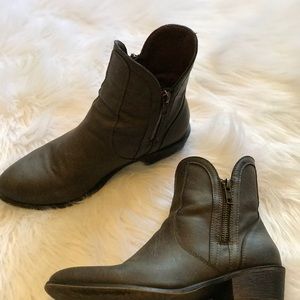 Dark grey ankle booties w/ zippers
