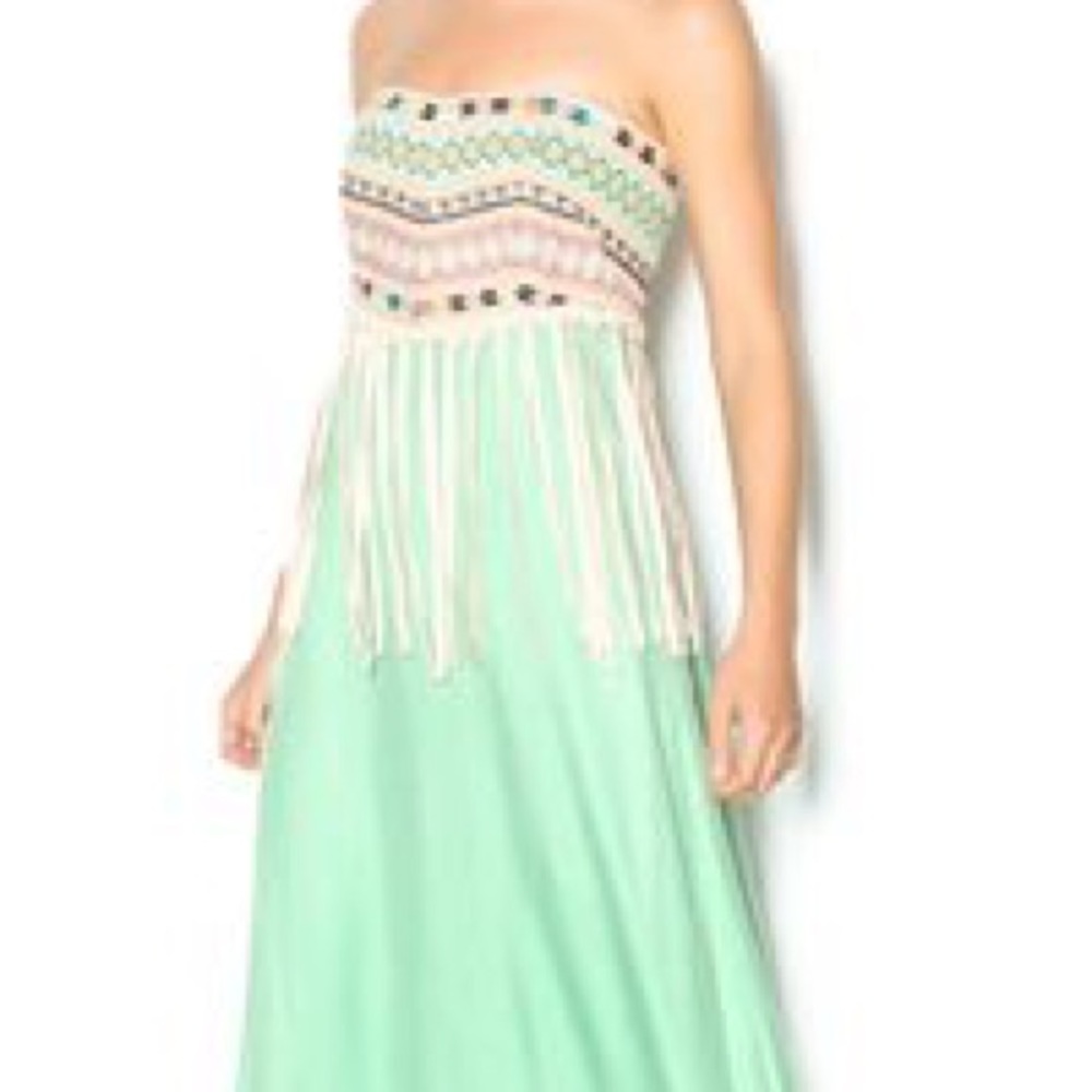 Judith March Mint To Be Fringe Dress - Picture 1 of 4