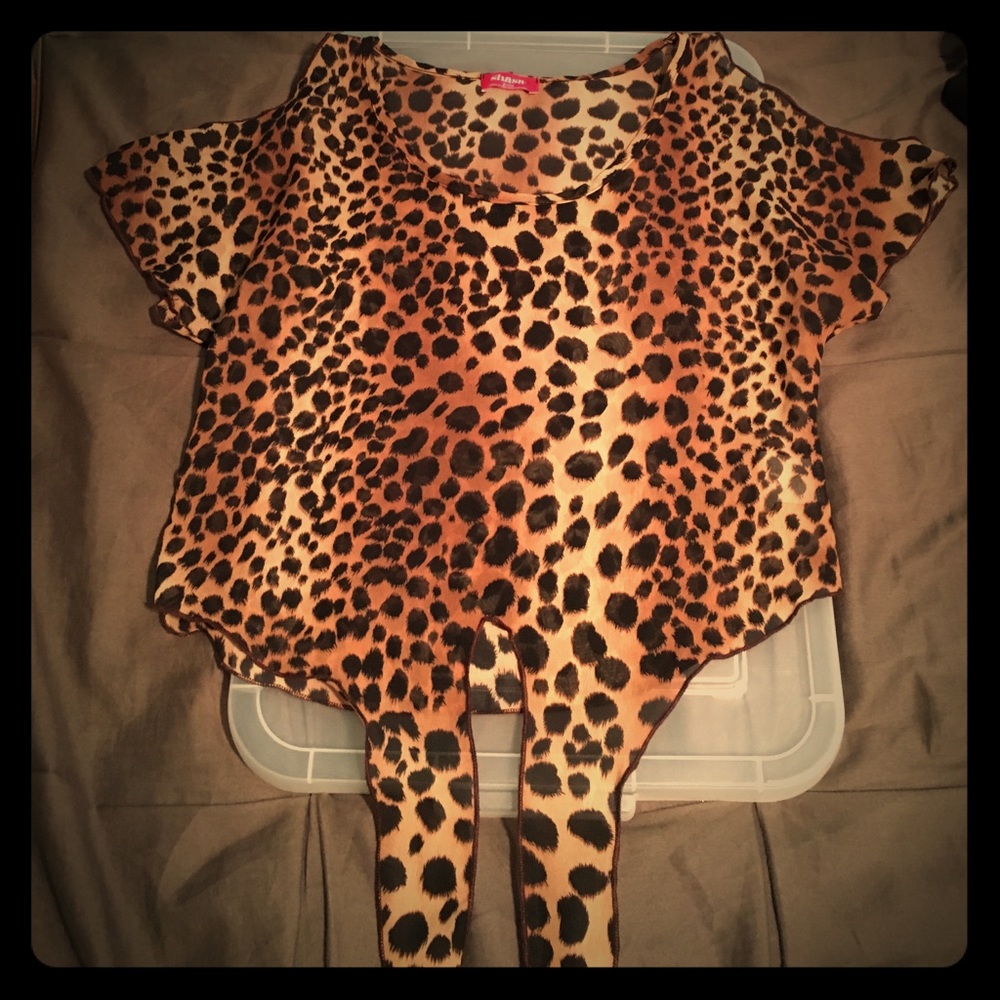 Cheetah sheet shirt that hangs off shoulders