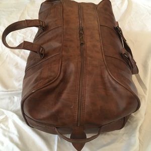 Faux vegan leather travel satchel