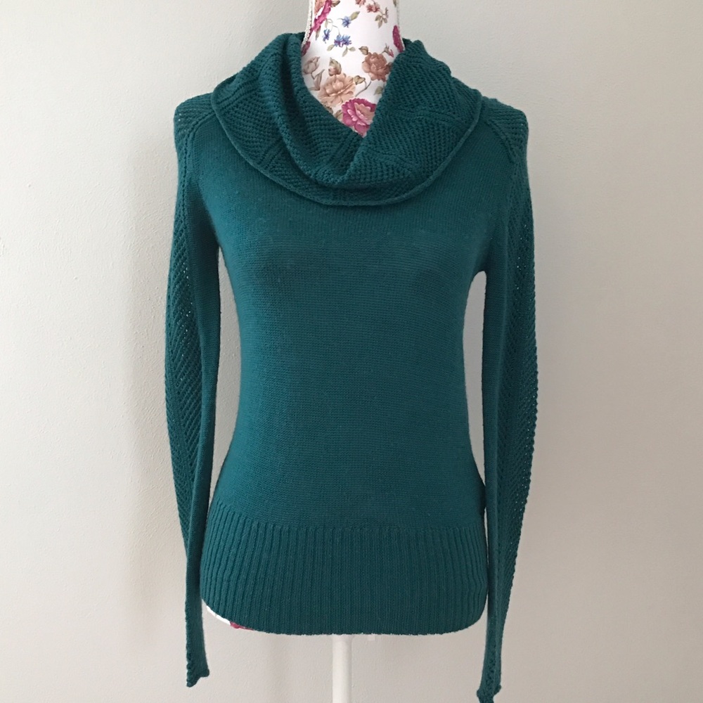 Emerald Green Cowl Neck Sweater