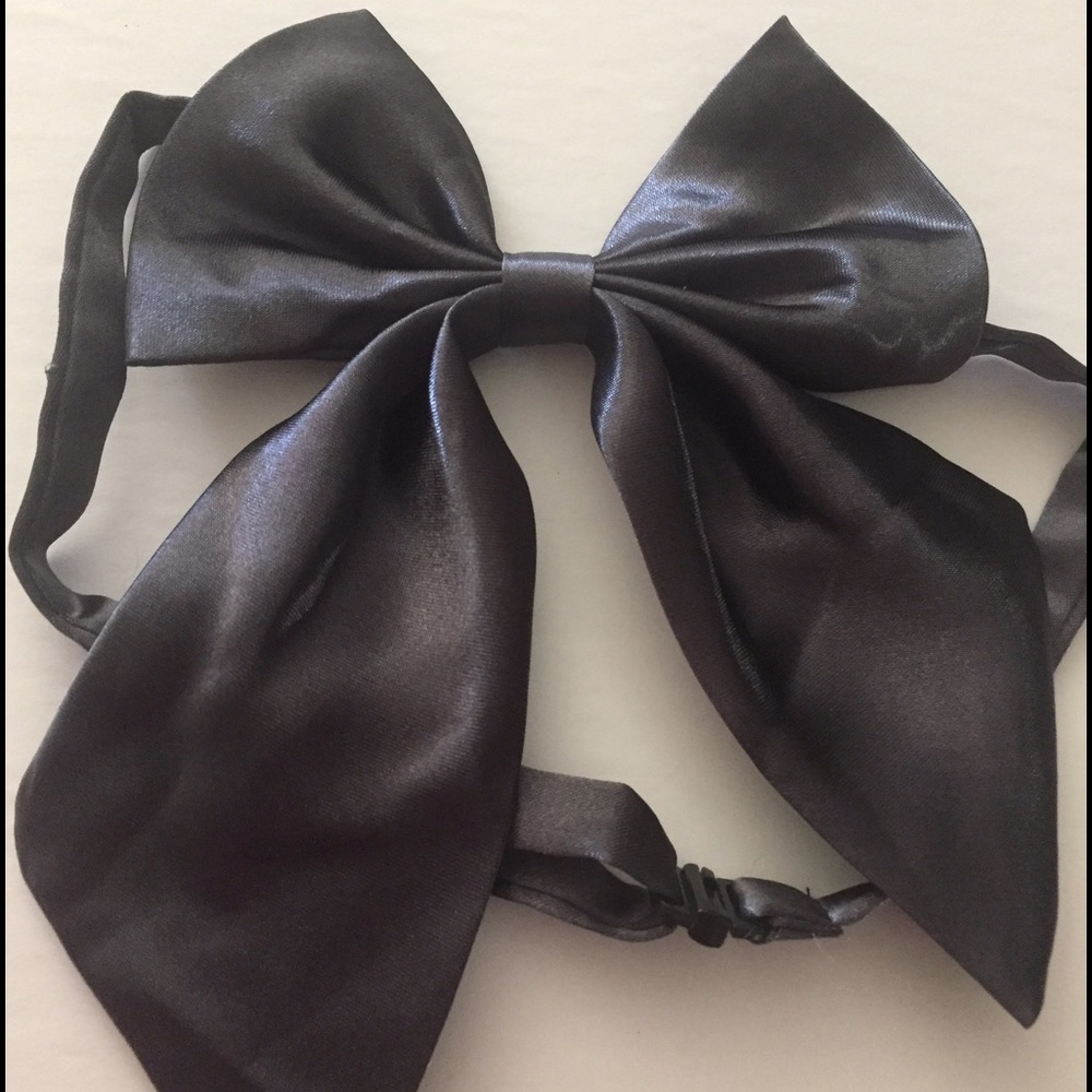 gray beautiful bow tie scarf adjustable