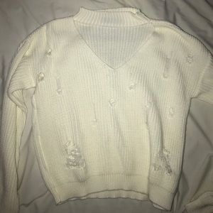 Ripped Choker Sweater