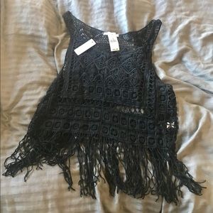Black fringe top