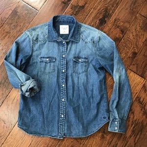 Denim button down. Size L