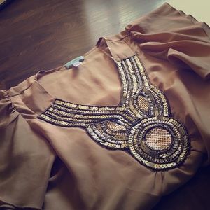 Tan Sequin Blouse