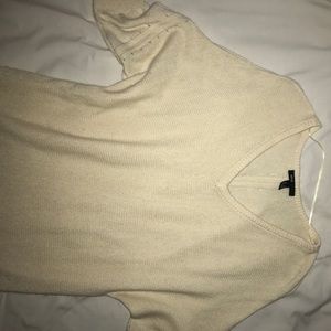 High Low cream cashmere sweater