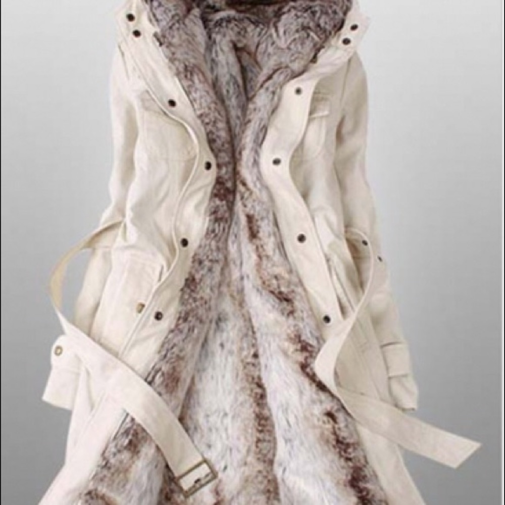 Fur lined waterproof canvas coat