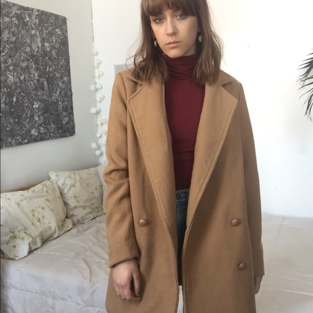 SOLD Classic Wool Camel Brown Double Breasted Coat