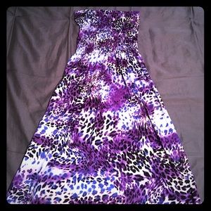 Knee length strapless sun dress