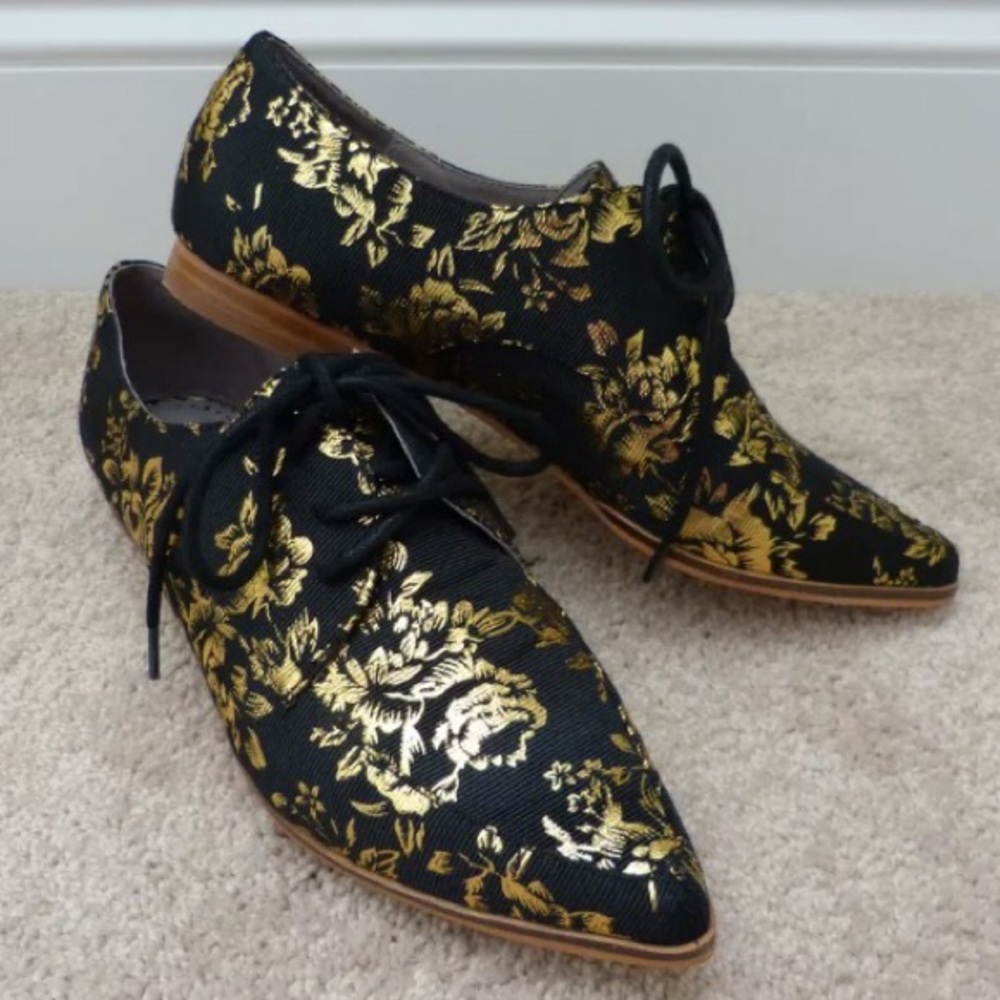 Anthropologie Farylrobin Gilded Rosebloom Oxfords