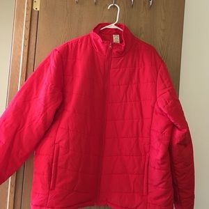 Red puffer winter coat