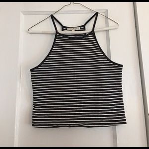 Black and White Striped Crop Top