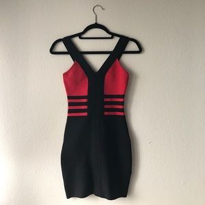 Red & Black Marciano Bandage Dress