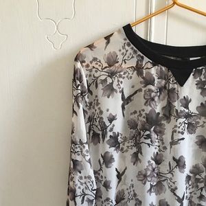 Blossom and bird sheer blouse