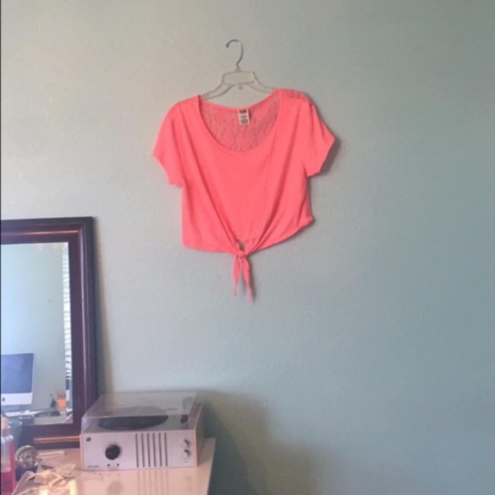Love pink Victoria's Secret floral lace crop top