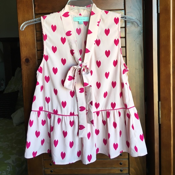 Camilla Tree Tops - Camilla Tree Pink Heart Peplum Dressy Tank Blouse